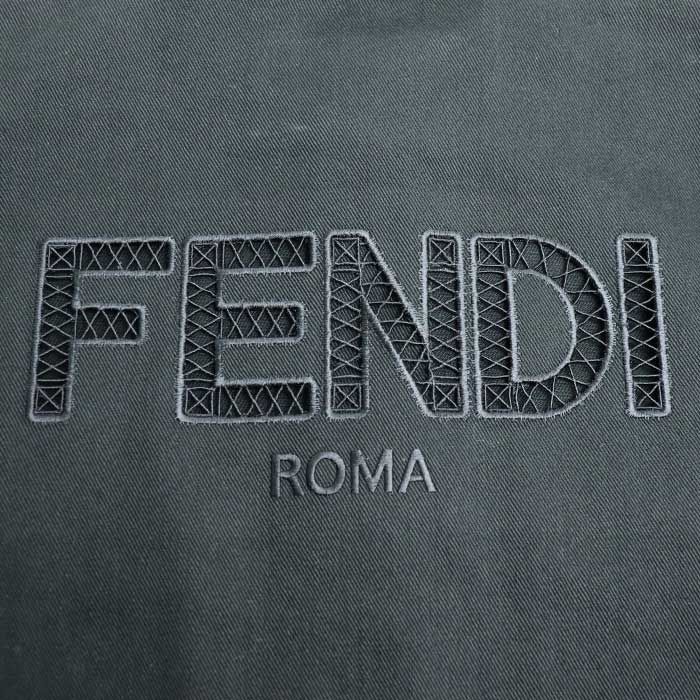 Fendi Denim Jacket Black Fw1048 50 Openwork Logo Men's Preowned