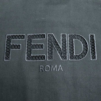 Fendi Denim Jacket Black Fw1048 50 Openwork Logo Men's Preowned