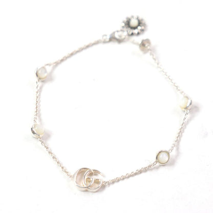  Gucci 527393 Double G Mother Of Pearl Bracelet Flower Chain Bracelet Sv925