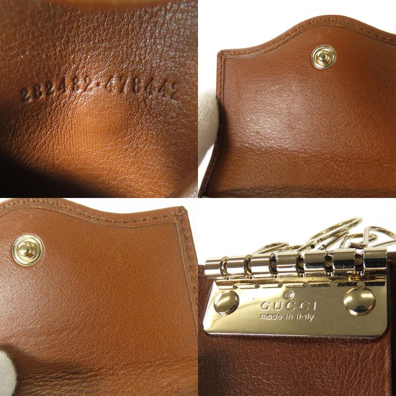 Gucci Key Case 282432 Interlocking 6-stacks GG Canvas Calf Beige Brown Gold