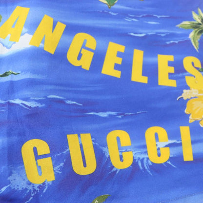 Gucci 22AW 672698 100% Cotton Button Fly Half Pants Aloha Shorts Blue 46 Made