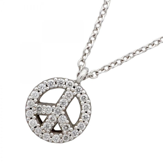 Tiffany & Co Necklace Metro/peace Sign Round Shape Circle 18K White Gold White