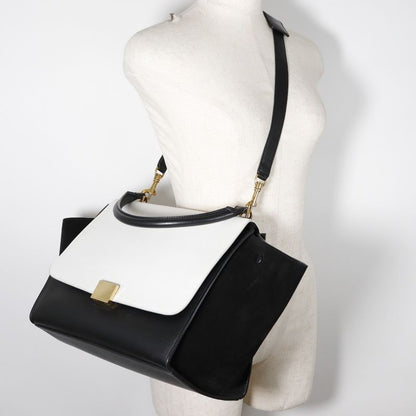 Celine Trapeze Medium 1695430ta Calf And Suede Black/white Ladies Handbag