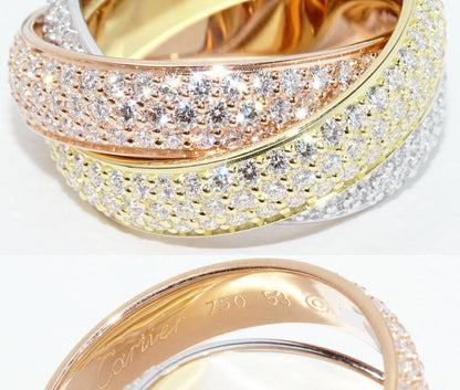 Cartier Rings 18K Yellow Gold 18K White Gold 18K Pink Gold Diamond Trinity Ring