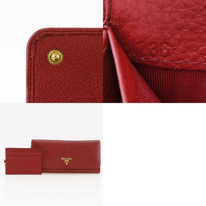 Prada Vittero Dino 1mh132 Leather Red Ladies Long Wallet