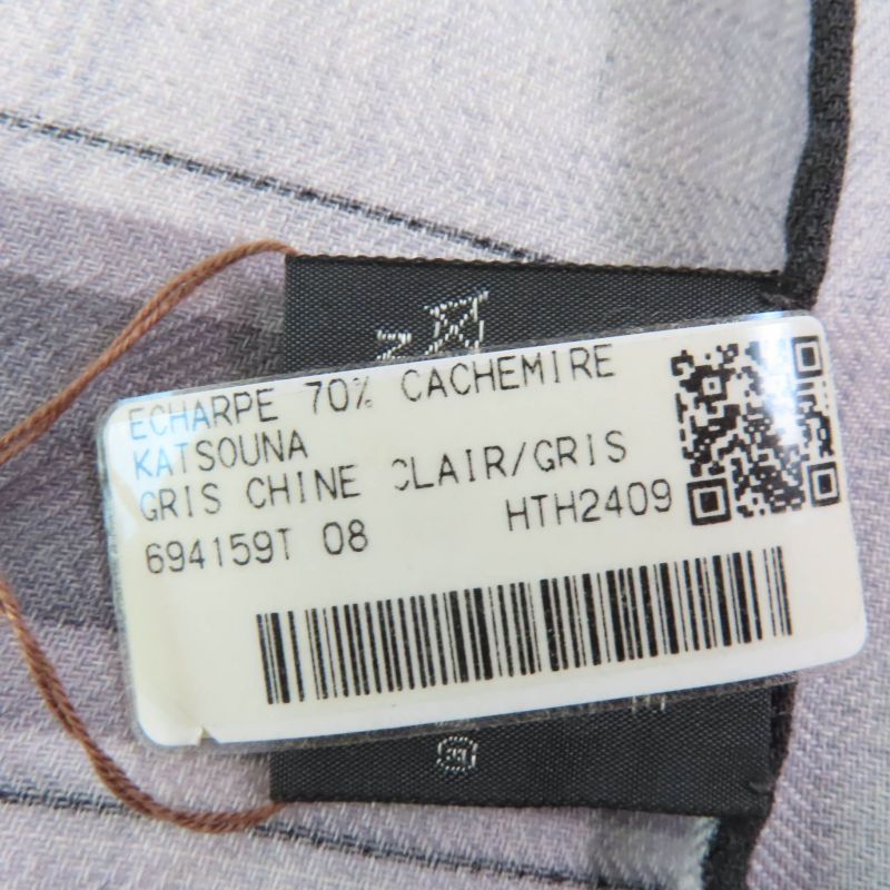 Hermes Rectangle 63 X 180cm (70.87in) Catsouna Cashmere Silk Gris Cine Clesle /