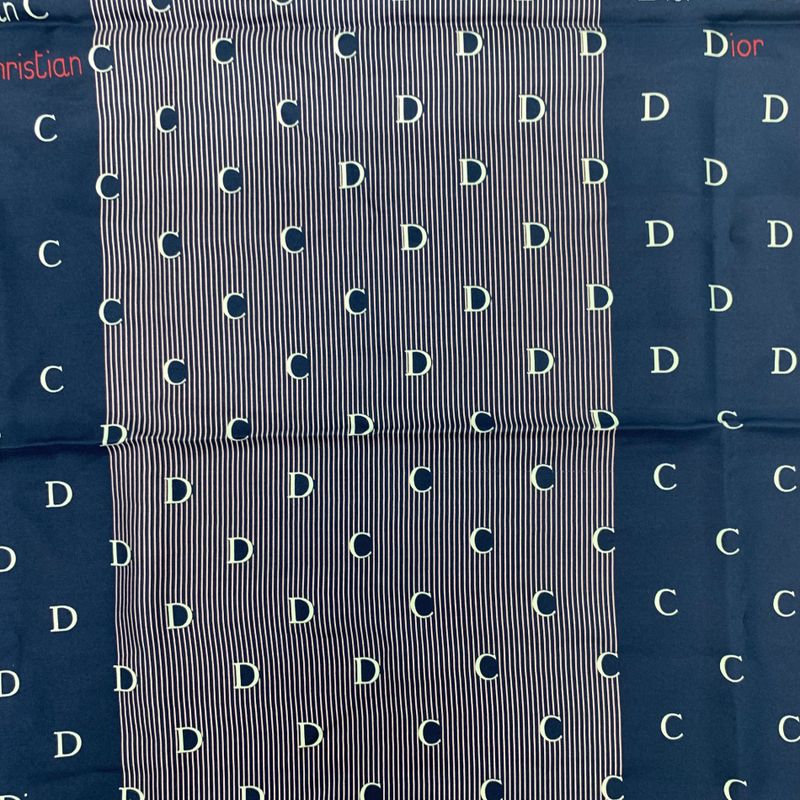Christian DIOR Silk Scarf Navy And Red