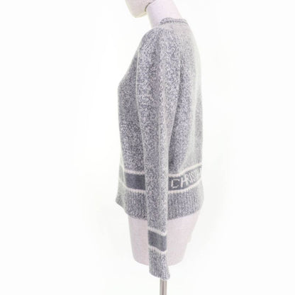 Christian DIOR 054s01am303 Wool Cashmere Back Logo V-neck Long Sleeve Knit Grey