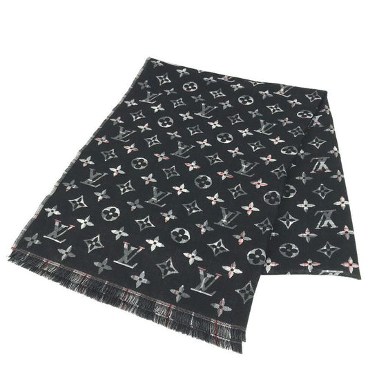 Louis Vuitton Shawl Etoile Check With Louis M76051 Wool Black