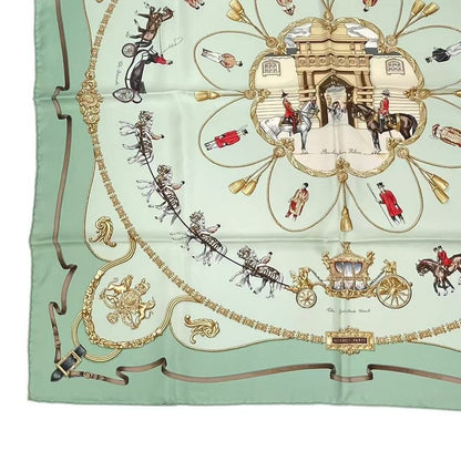 Hermes Carré 90 THE Royal MEWS Royal Stable Scarf Silk Green With Box