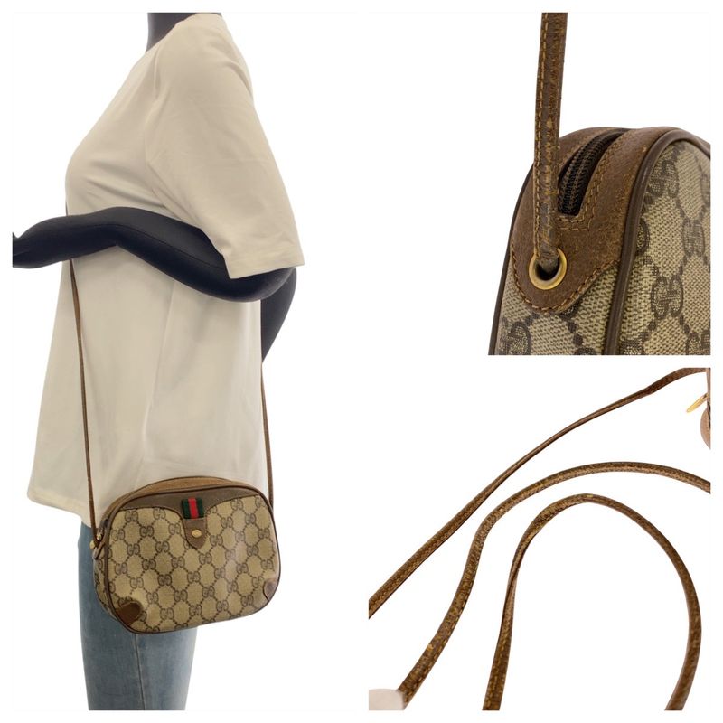 Gucci Vintage Sherry Line Beige Brown GG Supreme Canvas 89 02 066 Shoulder Bag