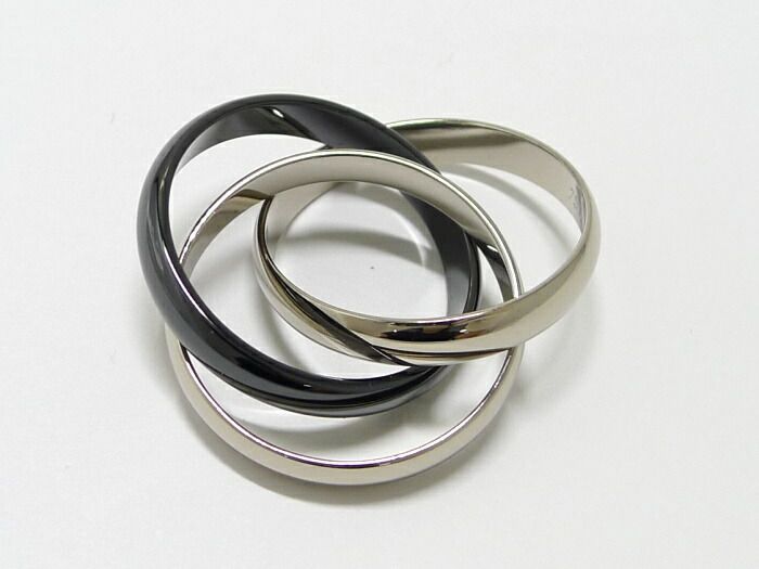 Cartier Trinity Ring 750wg 18K White Gold WHY Togo Old Ceramic Size 53 Approx