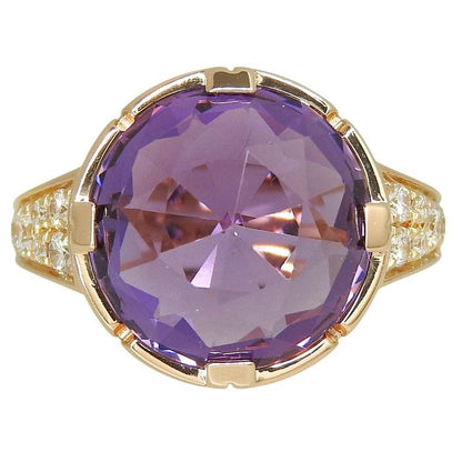 Bvlgari Bulgari Parentesi Cocktail Amethyst Diamond Ring 18K Pink Gold 750 Pink
