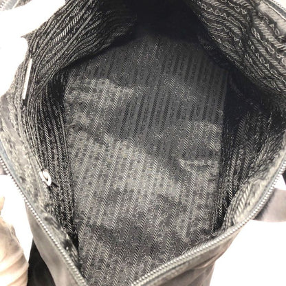 Prada Nylon Tote Handbag Triangle Plate Logo A4 Compartment Black Ladies Men