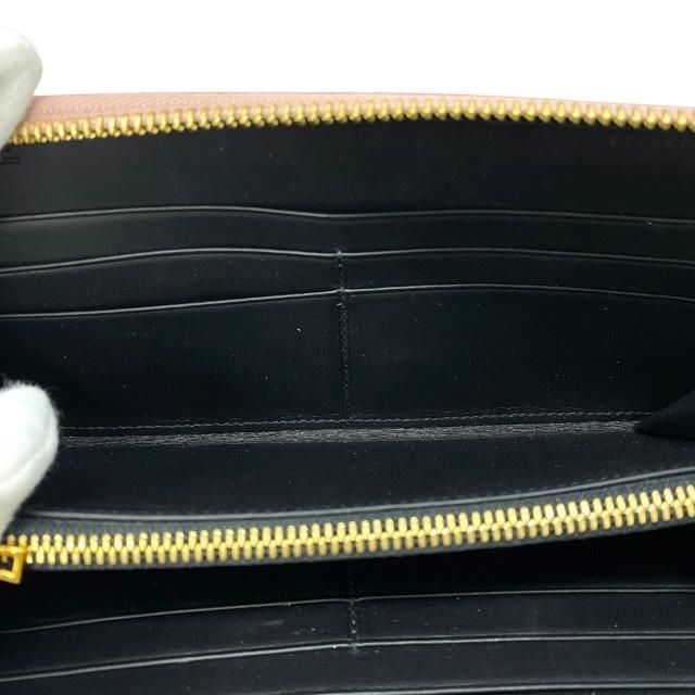 Loewe Linen Zip Wallet Long Wallet Round Zipper Anagram Leather Pink Beige