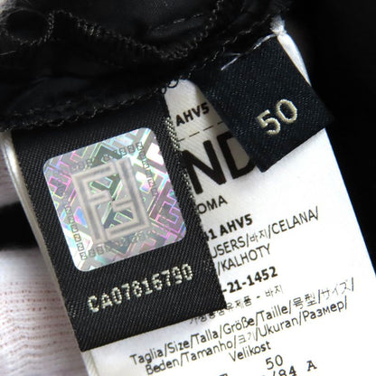 Fendi 2021 Fb0741 AHV5 100% Cotton Logo Buckle Belt Design Easy Pants Black 50