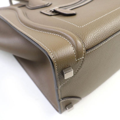 Celine 18979 Luggage Micro Shopper Drummed Calfskin Handbag With Sri Glaze