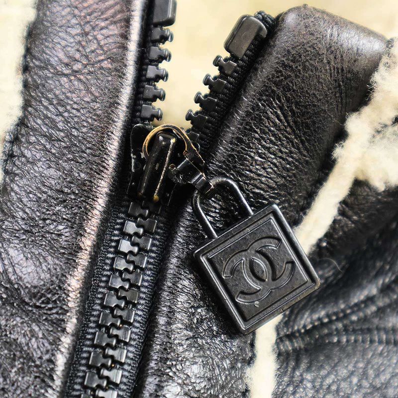 Chanel 2008aw Sport Line Sher Ring Mouton Hooded Vest P33735w04172 Black 38