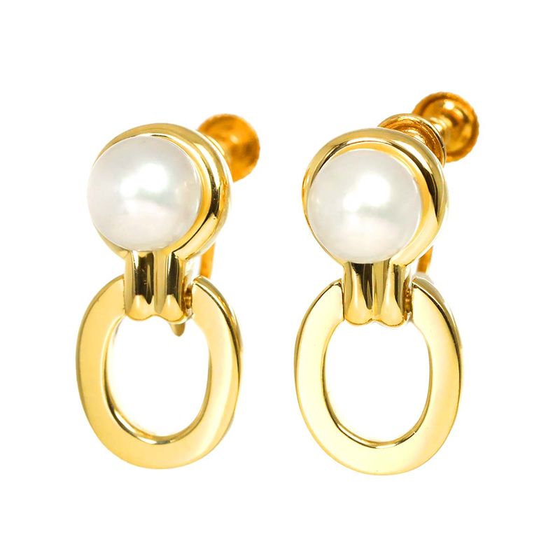 Christian DIOR Akoya Pearl 58mm (023in) Earrings 18K YG Yellow Gold 750 Akoya