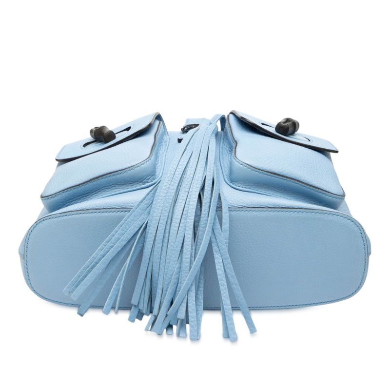 Gucci Bamboo Backpack 370833 Blue Black Leather Women's Gucci