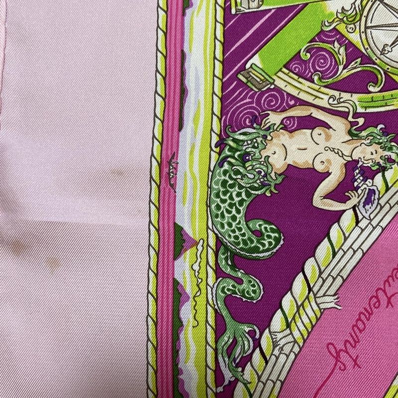 Hermes Scarf Carré 90 Light Pink Yellow Green And Multi PER Astra AD Astra