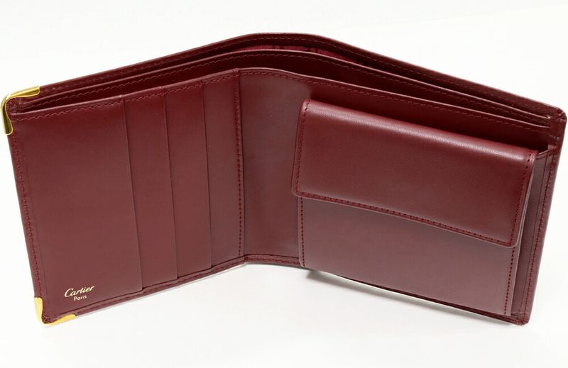 Cartier Folding Wallet With Coin Purse Must De Cartier Calf Bordeaux L3000451