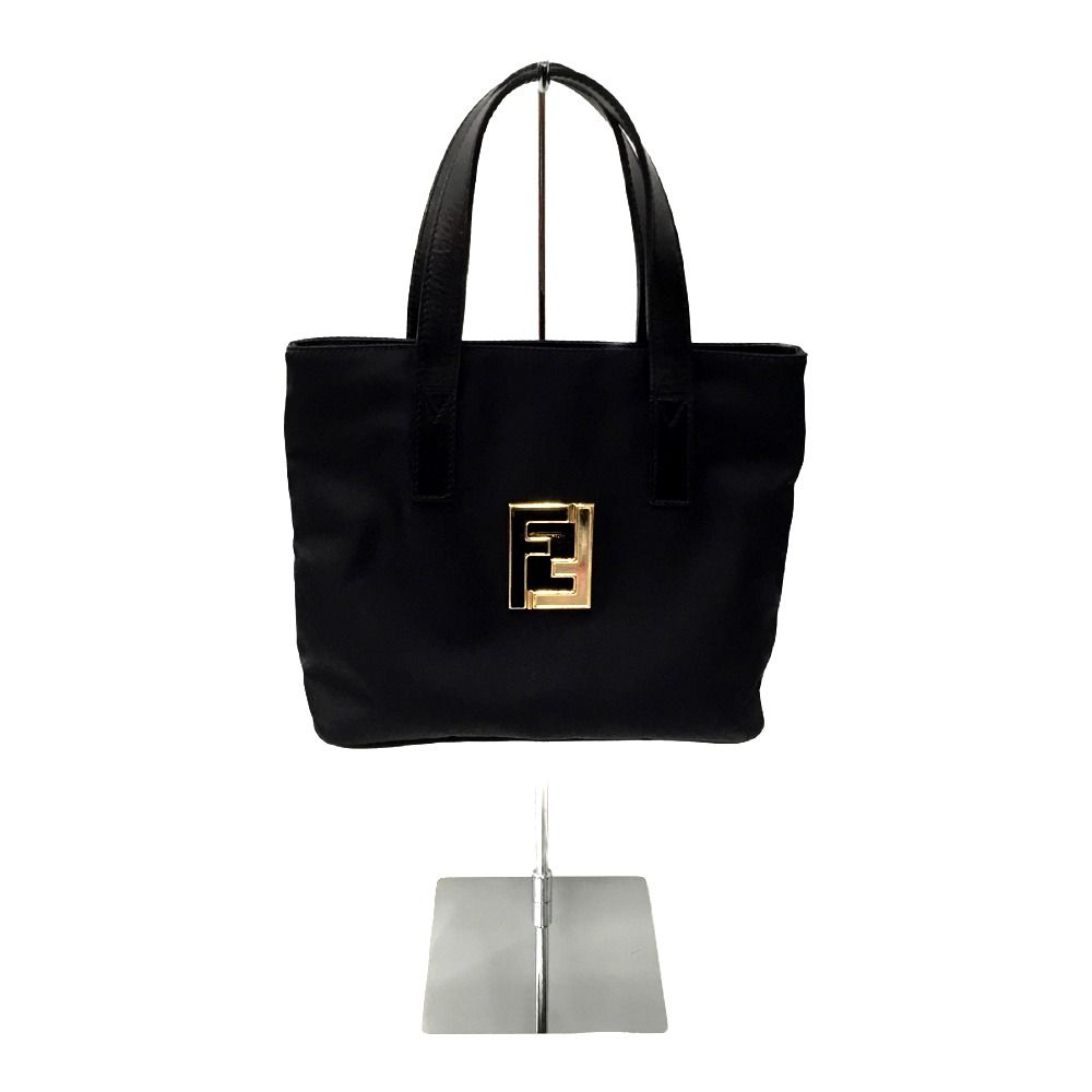 Fendi Ff Logo Hardware Nylon X Leather Bag 15321 Black