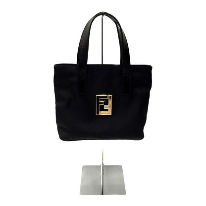Fendi Ff Logo Hardware Nylon X Leather Bag 15321 Black