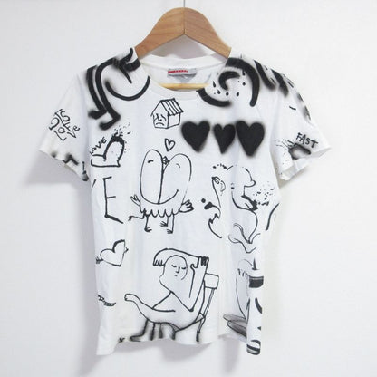 Good Prada Adam Neate Graphic Print Short Sleeve T-Shirt Cut and Sewn S White