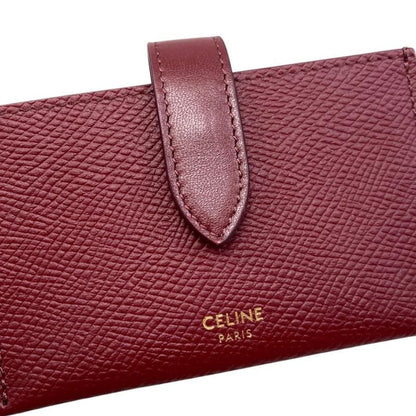 Celine Card Case Accordion Card Holder 10b693bfp Calfskin Logo Light Burgundy