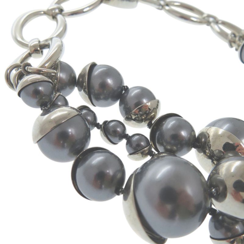 Dior Faux Pearl Necklace Silver Choker 0989 Dior