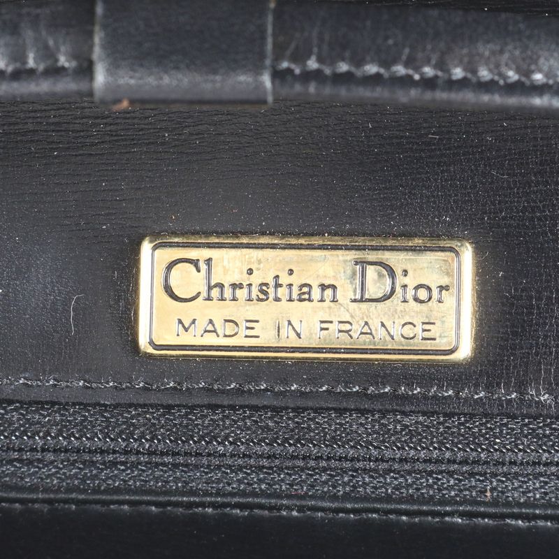 Vintage Christian Dior Ribbon Leather Shoulder Bag Crossbody Genuine Leather