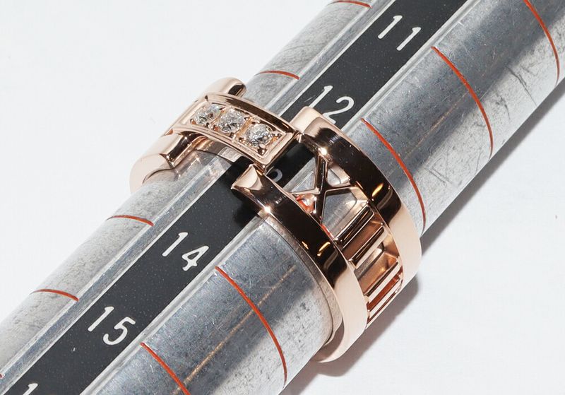 Tiffany & Co Ring 18K Pink Gold Diamond 3P Open Atlas Ring