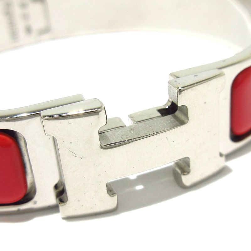 Hermes Bangle Click H Silver X Red