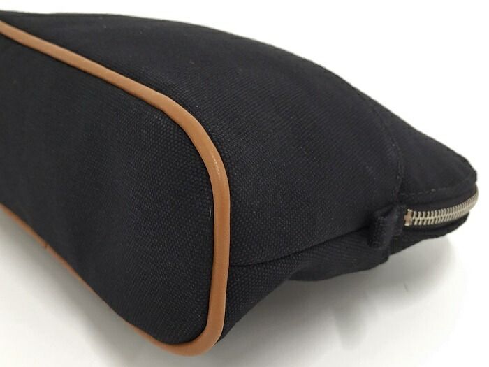 Hermes Bolide Pouch 20 Handbag Canvas Black