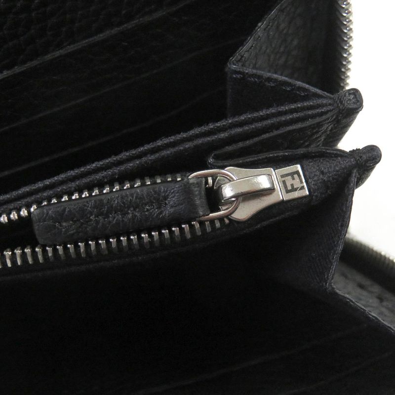 Fendi 7m0210 Selleria Stitching Round Zipper Leather Long Wallet Long