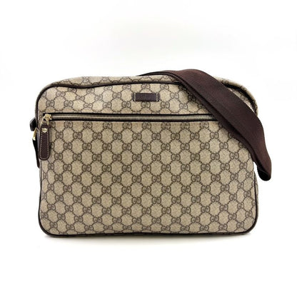 Gucci Crossbody GG Supreme PVC Brown Shoulder Bag Gold 211107