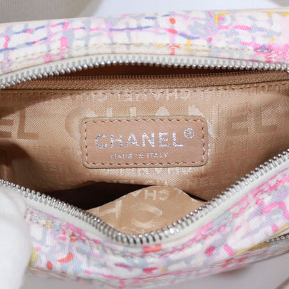 Chanel Canvas Beige Shoulder Bag Silver