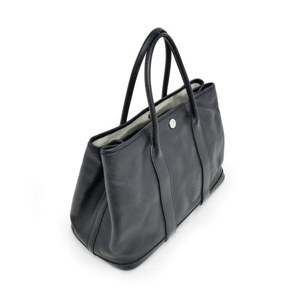 Hermes Garden Party T PM 30 Black Epson T Engraved Leather Hand Tote Bag