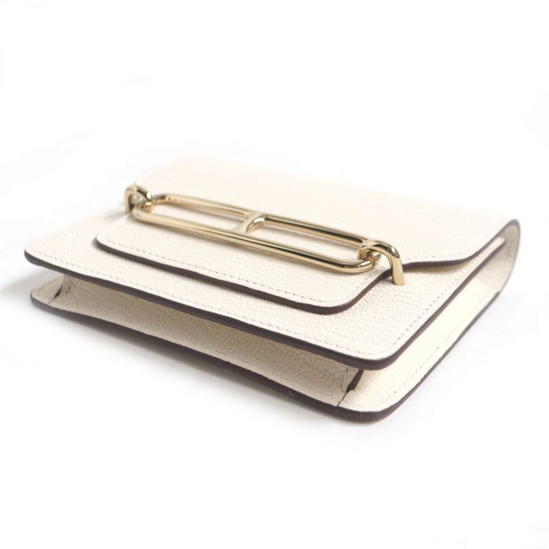 Hermes Lulu Slim Chevre Mizor Leather Compact Wallet/wallet Nata Gold Hardware