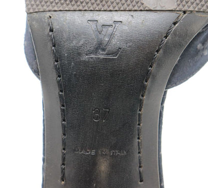 Louis Vuitton Monogram Satin Mule Sandals Women's 37 Ma1020 Black Made In Italy