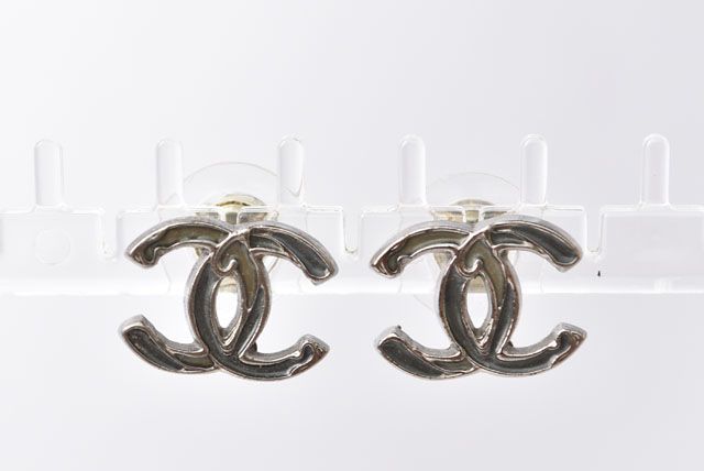 Chanel Earrings Chanel Coco Mark CC Gunmetalic 230713
