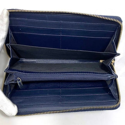 Gucci Round Zipper Long Wallet Navy Striped Line 307980 Wallet