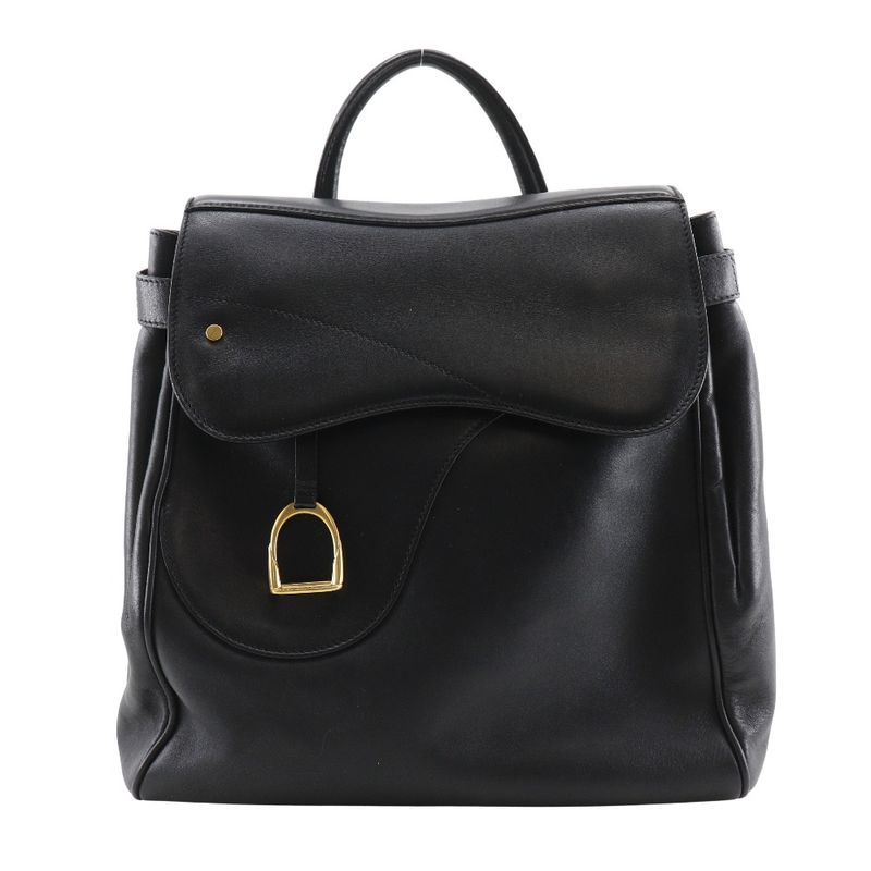 Gucci Old Gucci Vintage Calf Black Women's Backpack/daypack