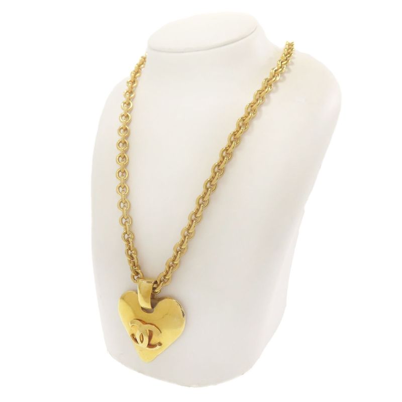 Chanel Heart Coco Mark Necklace Metal Ladies