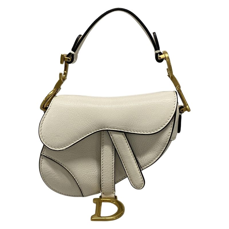 Dior/christian Dior Handbag Saddle Micro Bag White Mini Bag Leather