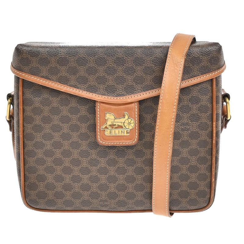 Celine Carriage Motif Shoulder Bag Macadam PVC Leather 31ka940