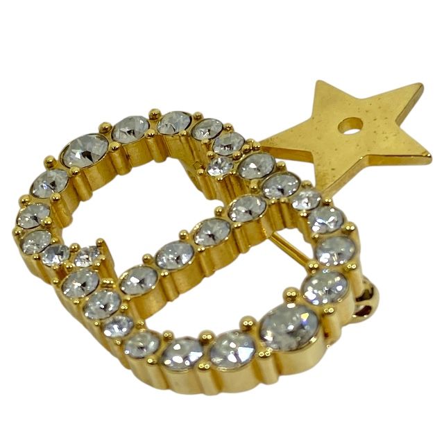 Dior Clair D Lune Brooch Pin Brooch Star CD Logo Accessories Rhinestone Gold