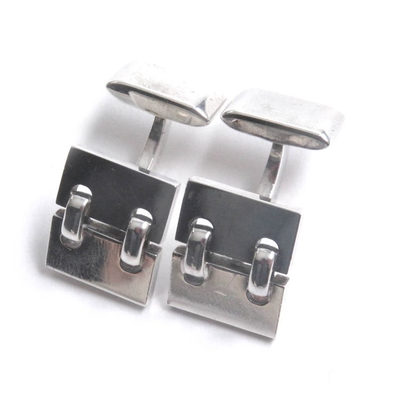 Hermes Vintage Cufflinks Button Accessory Ag925 Silver With Box And Case Total