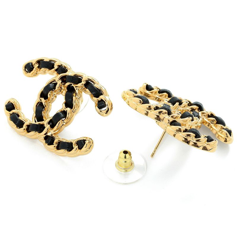Chanel Earrings Logo Earrings Gold/black